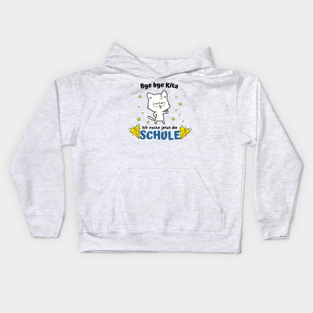 Bye bye Kita Schule Einschulung Spaß Katze Kinder Kids Hoodie by Foxxy Merch